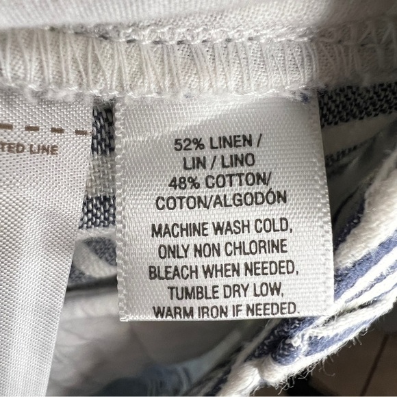 Ann Taylor Loft Navy & White Stripe Linen Cotton Blend Wide Leg Crop Pant NWT - Picture 9 of 9